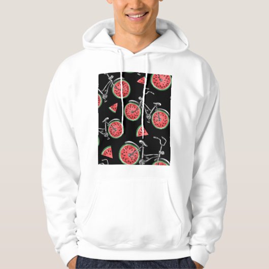 Veste À Capuche Vélos à roue de pastèque, motif d'été. (Devant)