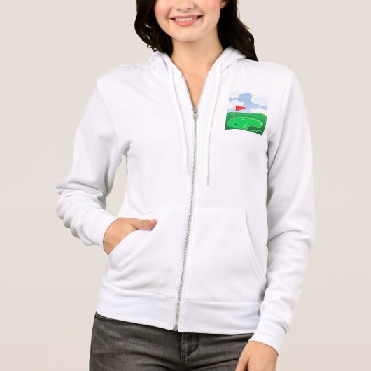 Veste À Capuche Vert de golf avec drapeau rouge et balle (Devant)