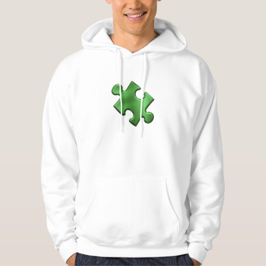 Veste À Capuche Vert de morceau de puzzle d'autisme (Devant)