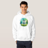 Veste À Capuche Vert et Bleu Disque Golf Thème (Devant entier)