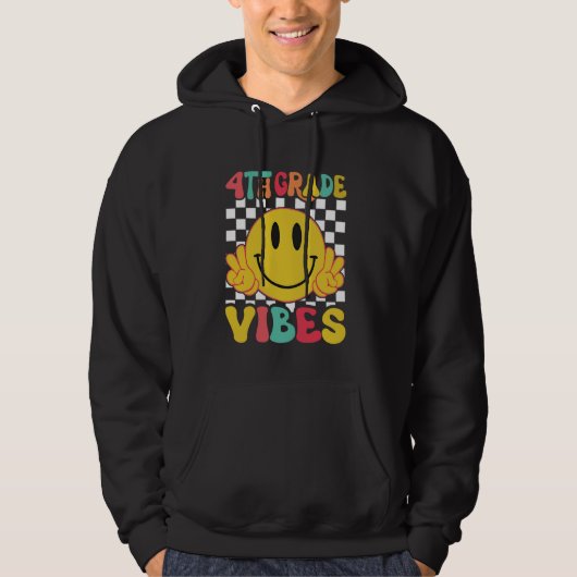 Veste À Capuche Vibes de 4e année Enseignants de première journée (Devant)