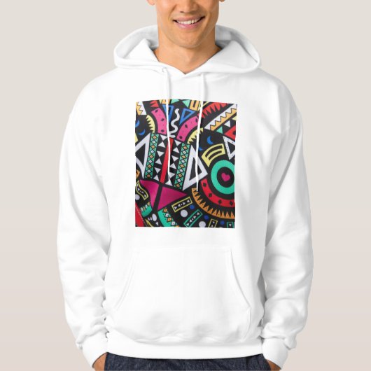 Veste À Capuche Vibrant Afro-Centric Geometric Pattern – Bold Trib (Devant)