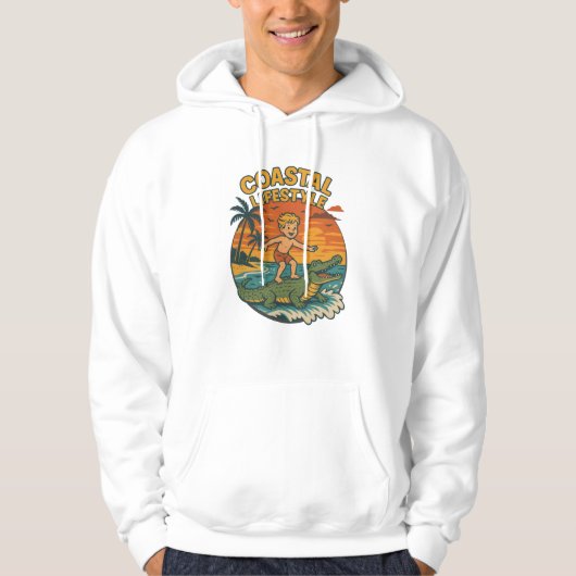 Veste À Capuche Vie côtière Alligator Surf Rétro FL Surf Plage (Devant)