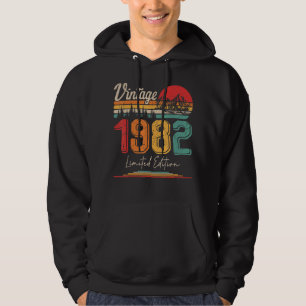 Veste À Capuche Vintage Né En 1982 Anniversaire Année Mariage A