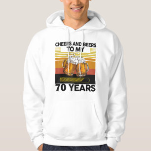 Veste À Capuche Vintage Retro Cheers and Beers To My 70 Years Birt