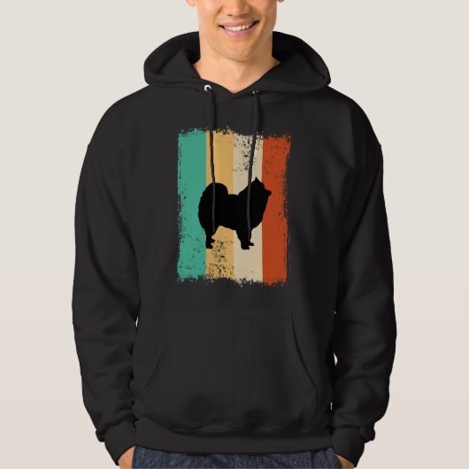 Veste À Capuche Vintage Retro Pomeranian (Devant)