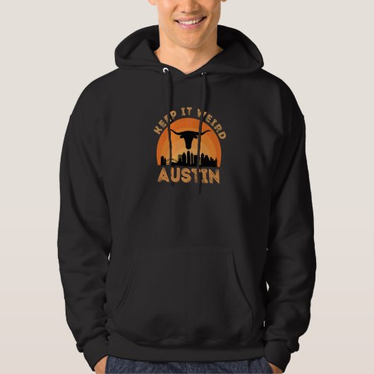 Veste À Capuche Vintge Austin Texas Keep It Weird Longhorn Sunset (Devant)
