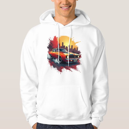 Veste À Capuche Voiture Musclée Graffiti (Devant)