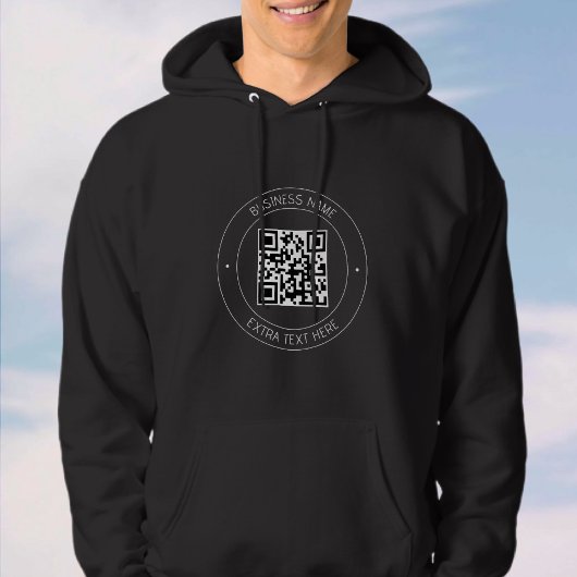 Veste À Capuche Votre code QR & Texte modifiable | Noir & Blanc