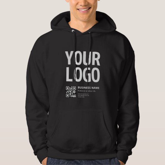 Veste À Capuche Votre logo avec QR code et texte modifiables (Devant)