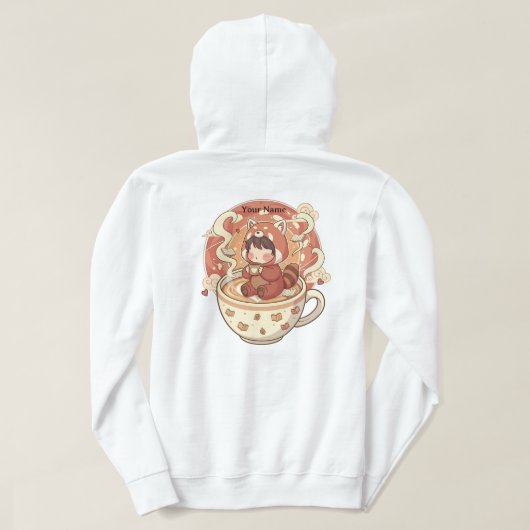 Veste À Capuche Warm Red Panda Coffee Cup Graphic Hoodie (Design dos)
