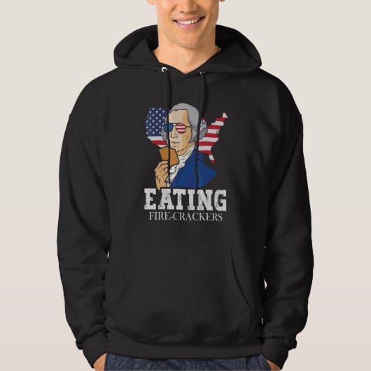Veste À Capuche Washington mangeant des crackers Fire le 4 juillet (Devant)