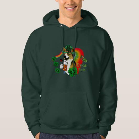 Veste À Capuche Welsh Corgi Jour de la Saint Patrick (Devant)