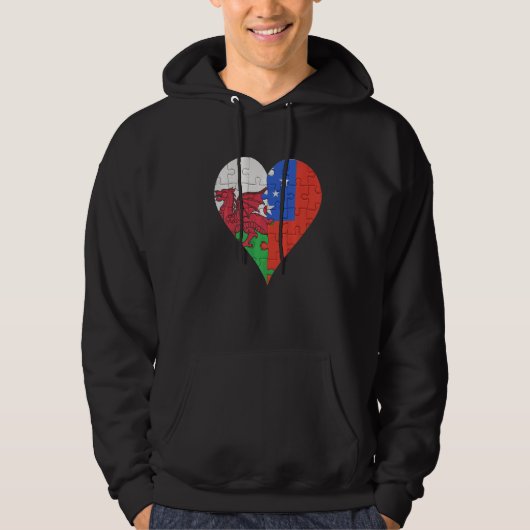 Veste À Capuche Welsh Samoan Drapeau Coeur (Devant)