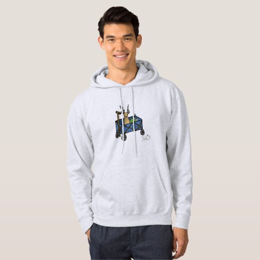 Veste À Capuche Whimsical Deer Camping Hoodie – “Deer in a Wagon”  (Devant entier)