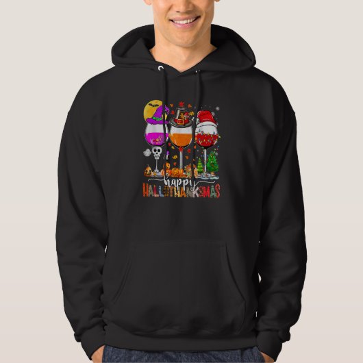 Veste À Capuche Wine Glasses Witch Santa Hat (Devant)