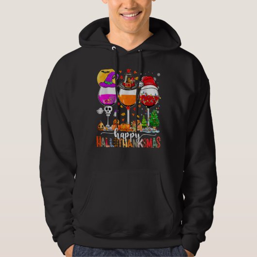 Veste À Capuche Wine Glasses Witch Santa Hat (Devant)