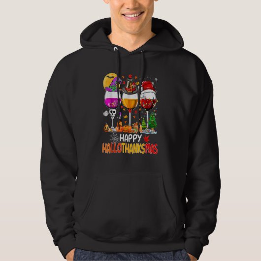 Veste À Capuche Wine Glasses Witch Santa Hat (Devant)