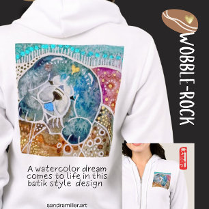 Veste À Capuche WOBBLE-ROCK Chow chien aquarelle batik