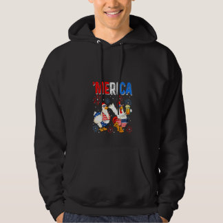 Veste À Capuche Womens Funny Chicken 4th Of July Beer Drinking Ame
