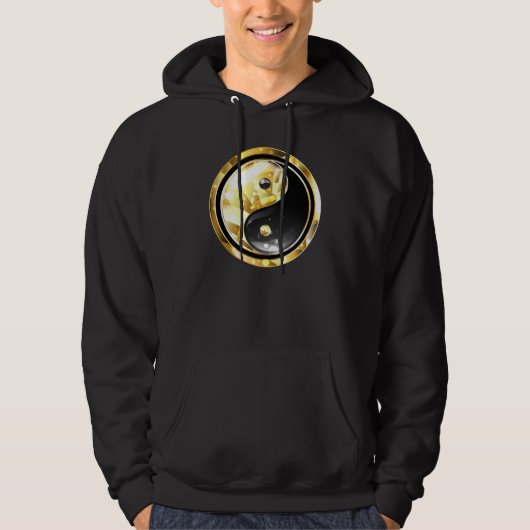 Veste À Capuche Yin Yang or sur noir (Devant)