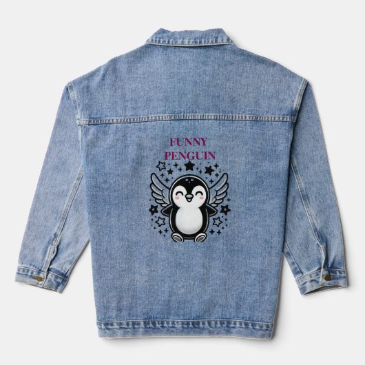 Veste de Denim Femme Penguin drôle (Verso)