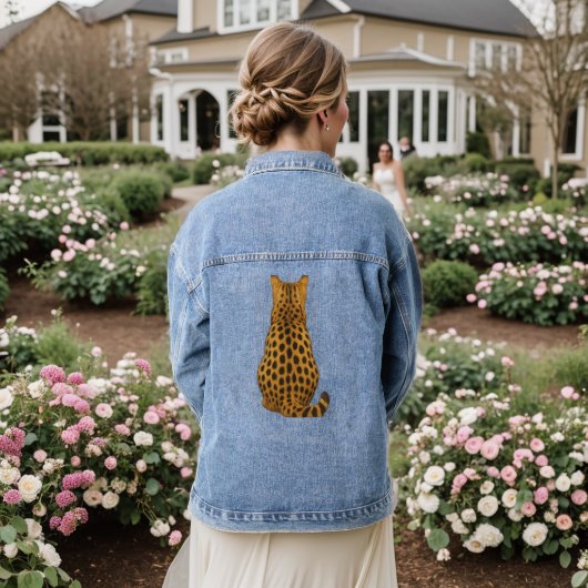 Veste de Denim Graphique de Déni de Chat Cheetah - (Mariage Retour)