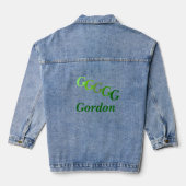Veste de Denim - Initiales à pas avec nom en vert (Verso)