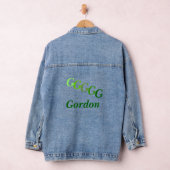 Veste de Denim - Initiales à pas avec nom en vert (Hangar)