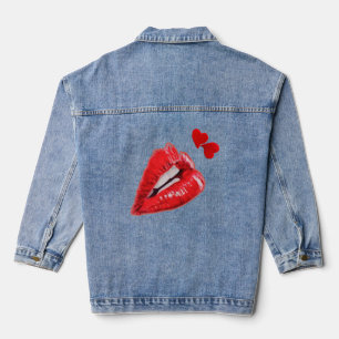Veste Denim avec lèvres rouges