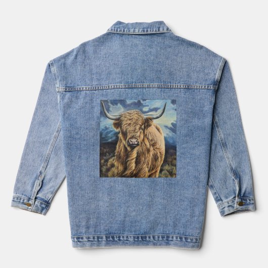 Veste Denim avec une vache à haute altitude (Verso)