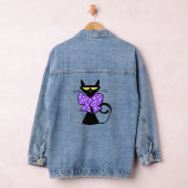 Veste Denim bleu violet noir Chat (Hangar)