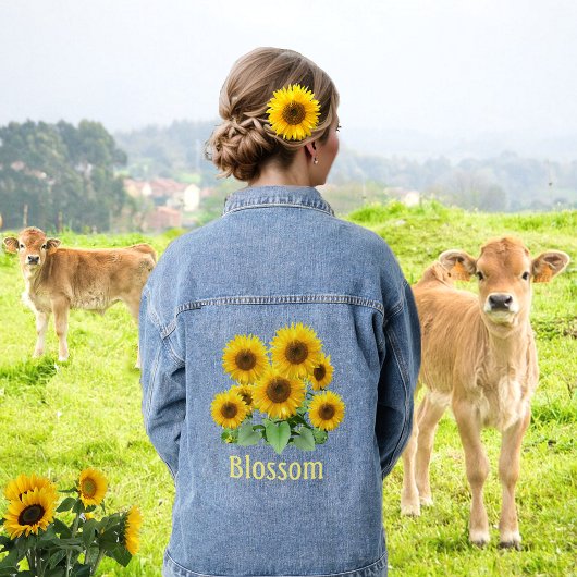 Veste Denim de fleurs de tournesol