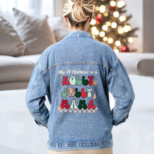 Veste Denim de Noël Holly Jolly Mama