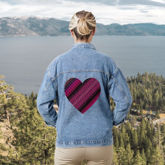 Veste Denim Motif Hot Rose Abstraite