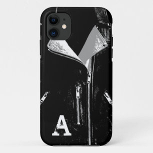Veste en cuir Blanc monogramme iPhone 5 coque