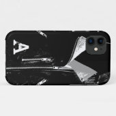 Veste en cuir Blanc monogramme iPhone 5 coque (Dos (Horizontal))