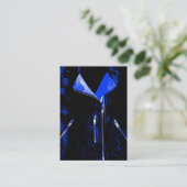 Veste en cuir bleu carte de visite noir chubby (Debout devant)