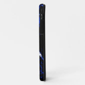 Veste en cuir bleu monogramme iPhone 5 coque (Dos/Gauche)