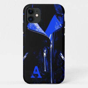 Veste en cuir bleu monogramme iPhone 5 coque