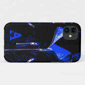 Veste en cuir bleu monogramme iPhone 5 coque (Dos (Horizontal))