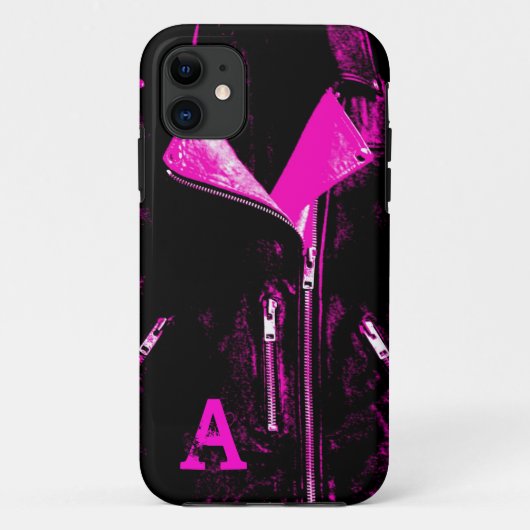 Veste en cuir rose monogramme iPhone 5 coque (Dos)