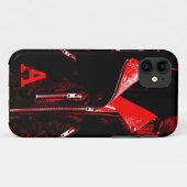 Veste en cuir rouge "Monogram" iPhone 5 coque (Dos (Horizontal))