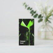 Veste en cuir Vert carte de visite noir côté (Debout devant)