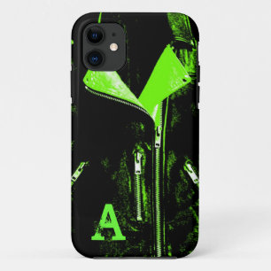 Veste en cuir vert monogramme iPhone 5 coque