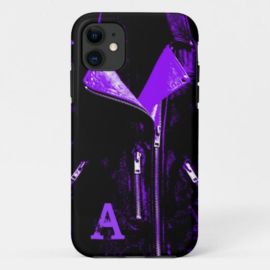 Veste en cuir violet monogramme iPhone 5 coque (Dos)