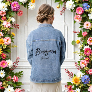Veste en denim pour demoiselle d'honneur, mariage,
