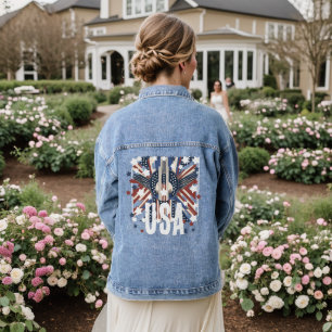 Veste en jean Art Déco patriotique pour femmes