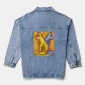 Veste en jean avec dessin au crayon de chats flora (Verso)