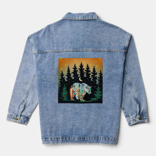 Veste en jean de style amérindien avec ours dans l